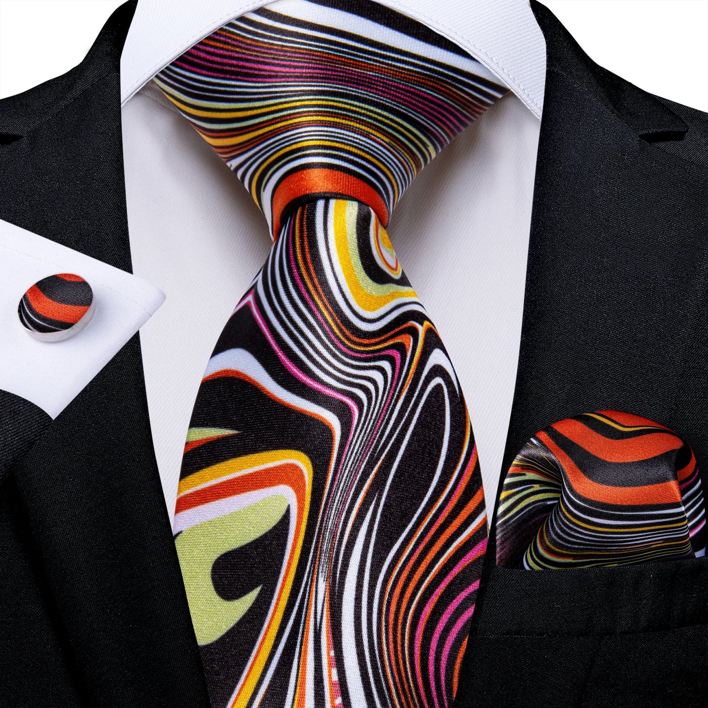 Men’s Paisley Tie Set – Luxury Silk-Feel Necktie, Pocket Square & Cufflinks – Formal Wedding & Prom Gift Set