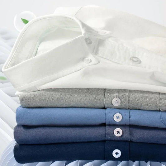 Men’s 100% Cotton Oxford Long Sleeve Shirt – Regular Fit Soft Casual Dress Shirt for Work & Social Events