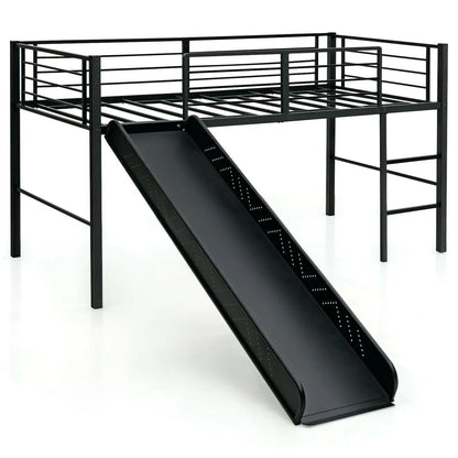 Sliding Loft Children Single Bed with Stairs and Safety Guardrails - DynamicDrop Hub