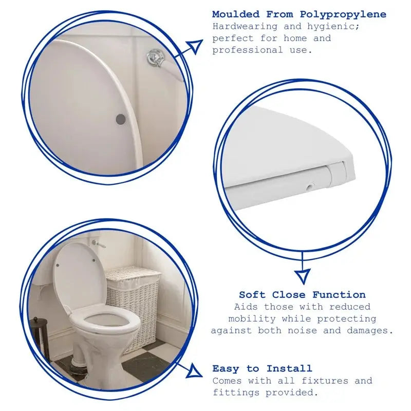 Soft Close round Standard Toilet Seat - DynamicDrop Hub