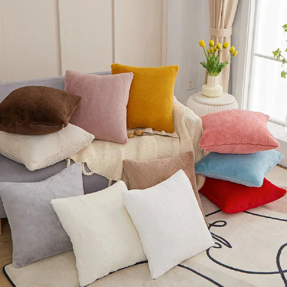 Soft Throw Pillowcase Faux Rabbit Fur Luxury Plush Decorative Pillow Cushion for Sofa - DynamicDrop Hub