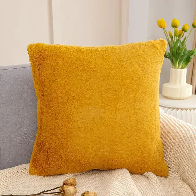 Soft Throw Pillowcase Faux Rabbit Fur Luxury Plush Decorative Pillow Cushion for Sofa - DynamicDrop Hub