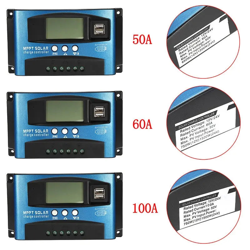 Solar Controller LCD Solar Charge Controller Accuracy Dual USB Solar Panel Battery Regulator - DynamicDrop Hub