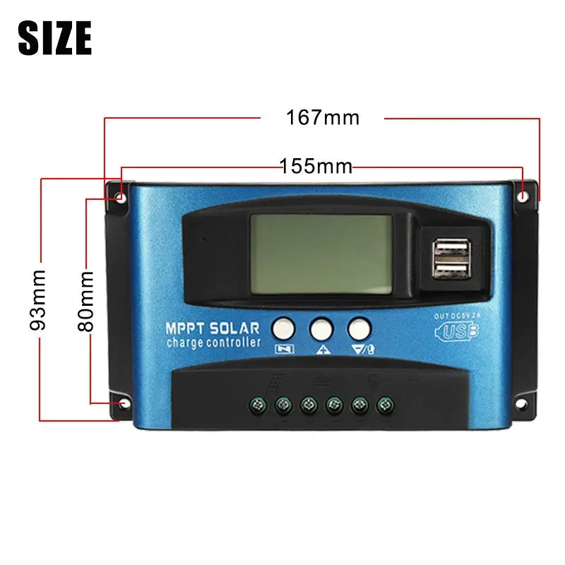 Solar Controller LCD Solar Charge Controller Accuracy Dual USB Solar Panel Battery Regulator - DynamicDrop Hub