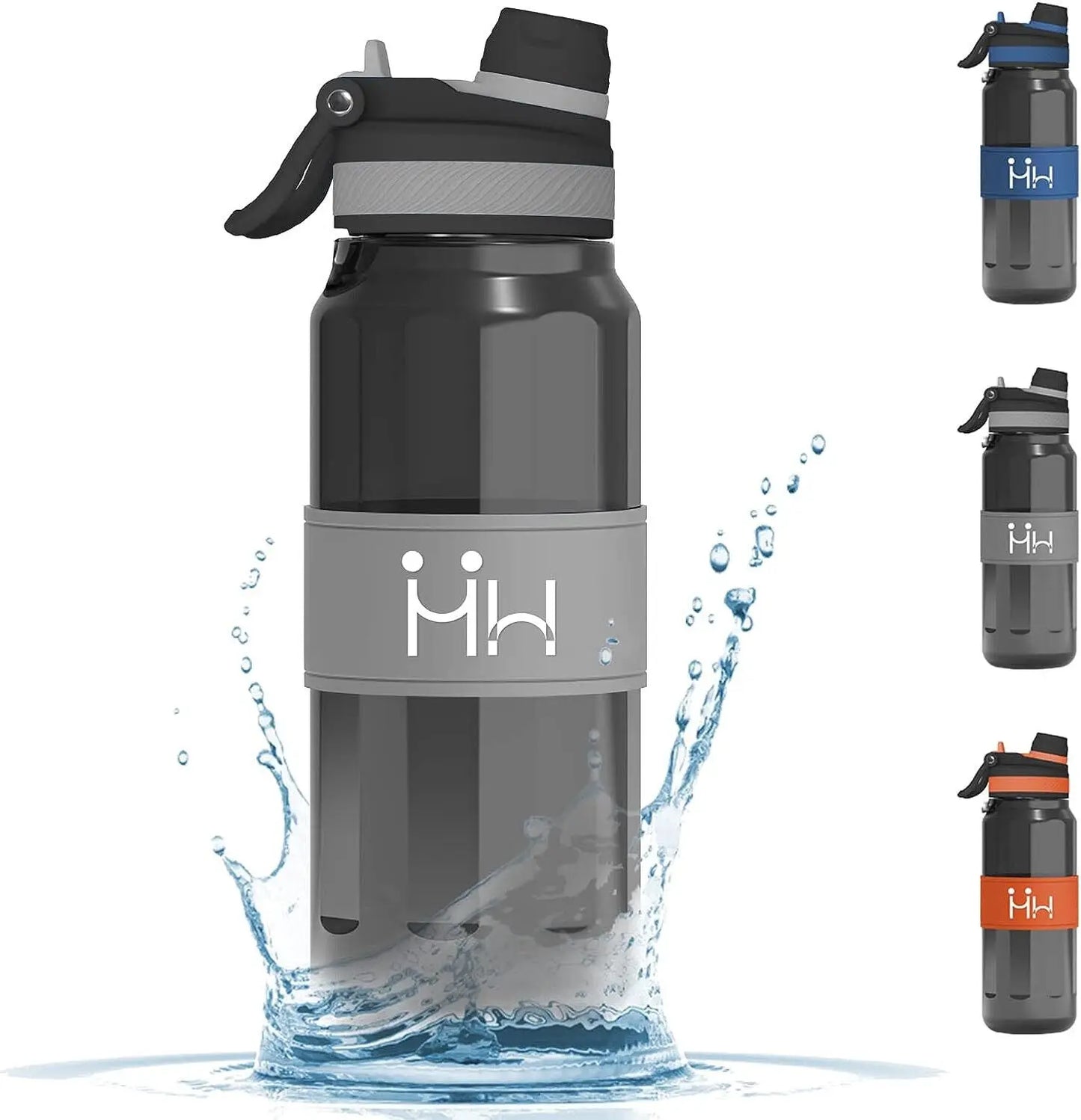 Sports Water Bottle with Straw Flip Top Leak Proof Drink BPA Free Gym Travel 1L - DynamicDrop Hub