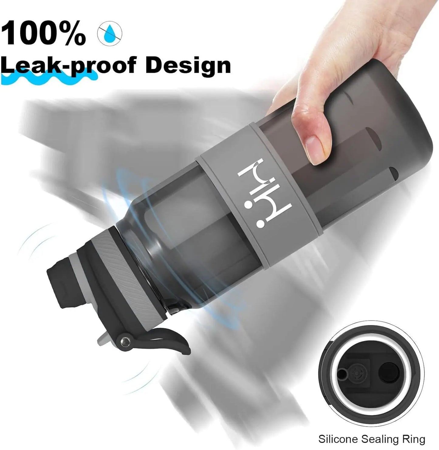 Sports Water Bottle with Straw Flip Top Leak Proof Drink BPA Free Gym Travel 1L - DynamicDrop Hub