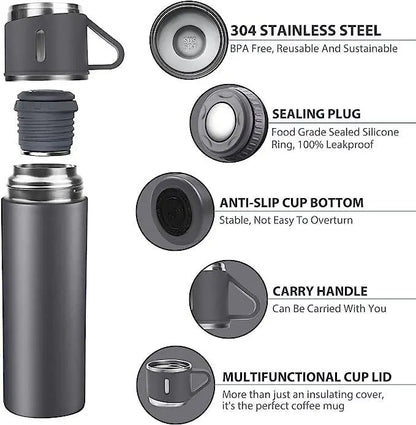 Stainless Steel Vacuum Insulated Thermo Bottle with Cup – Keeps Drinks Hot or Cold for Hours - DynamicDrop Hub