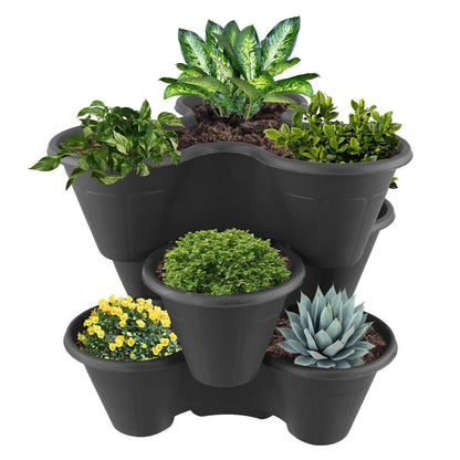 Strawberry Planters Stackable Garden Vertical Outdoor Plant Pot Flower Herbs Box - DynamicDrop Hub