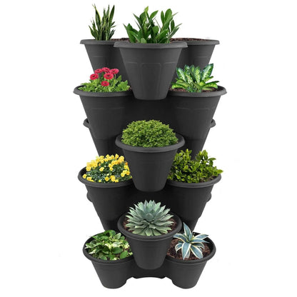 Strawberry Planters Stackable Garden Vertical Outdoor Plant Pot Flower Herbs Box - DynamicDrop Hub