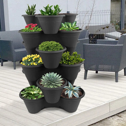 Strawberry Planters Stackable Garden Vertical Outdoor Plant Pot Flower Herbs Box - DynamicDrop Hub