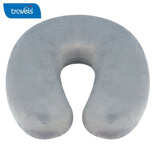 TRAVEL PILLOW Memory Foam Neck Head Support Removeable Cover Soft Grey U Shaped - DynamicDrop Hub