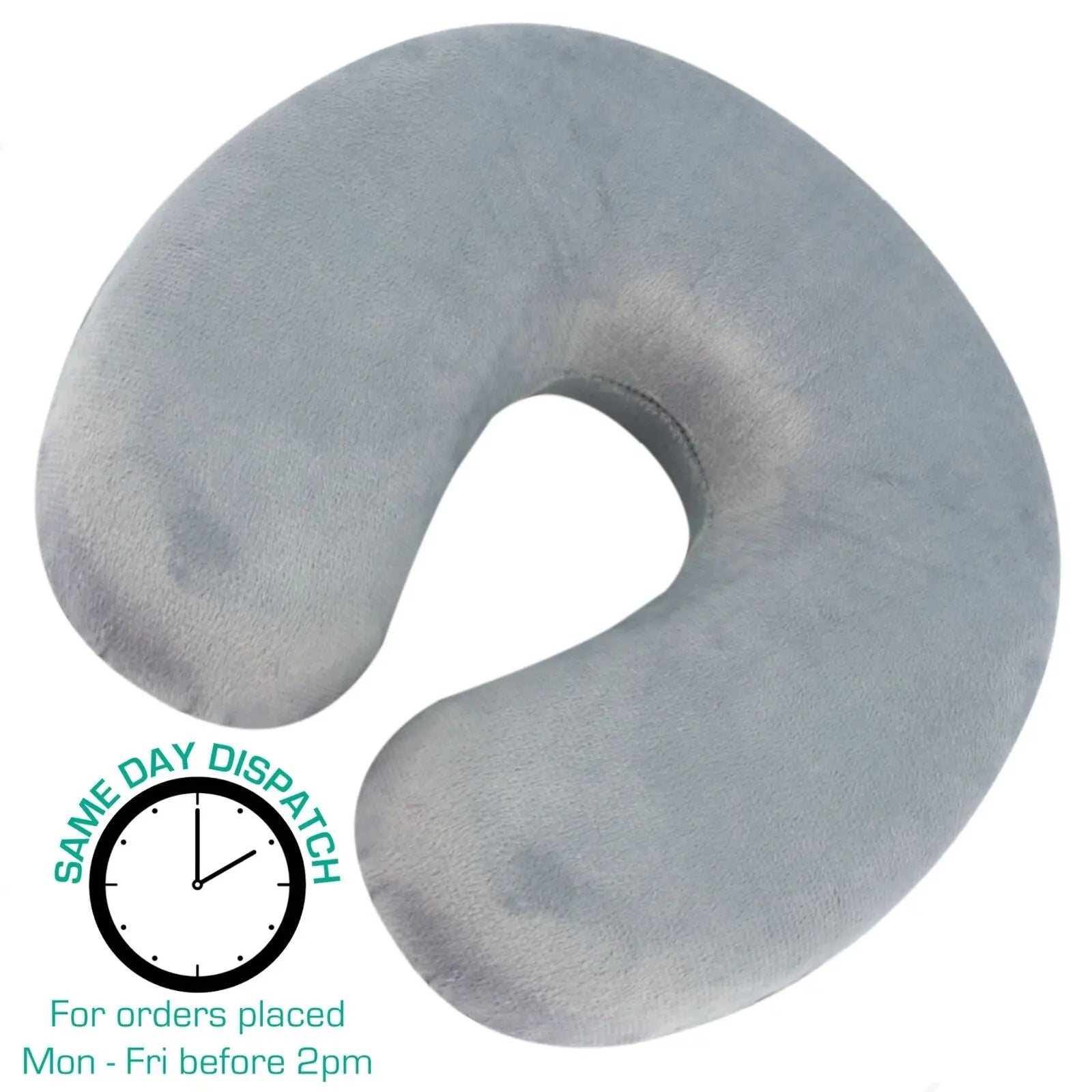 TRAVEL PILLOW Memory Foam Neck Head Support Removeable Cover Soft Grey U Shaped - DynamicDrop Hub