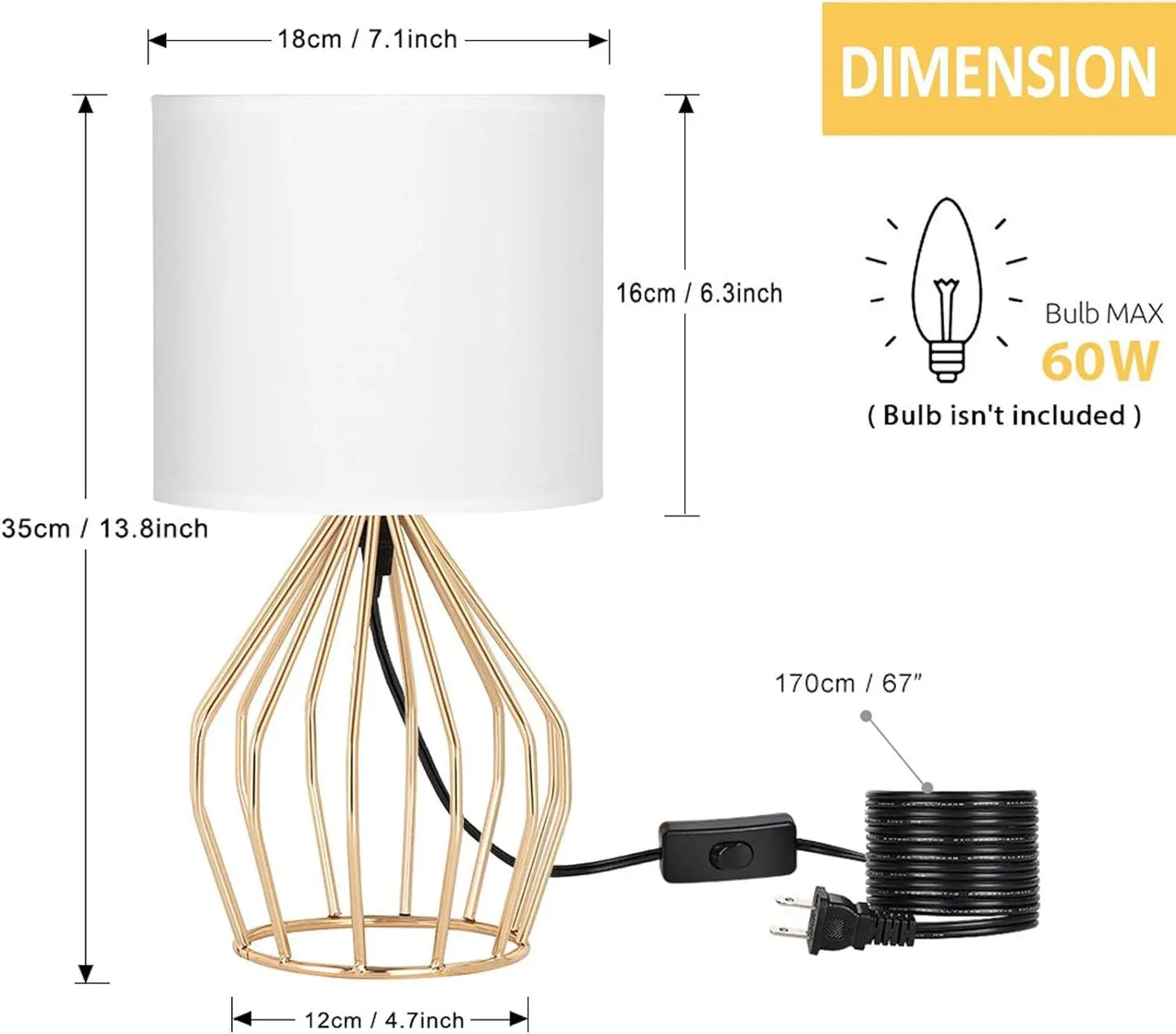 Table Lamp with Hollowed Base and Linen Fabric - DynamicDrop Hub