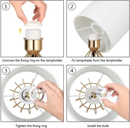 Table Lamp with Hollowed Base and Linen Fabric - DynamicDrop Hub