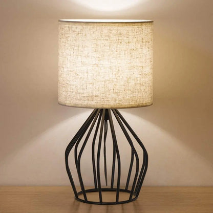 Table Lamp with Hollowed Base and Linen Fabric - DynamicDrop Hub