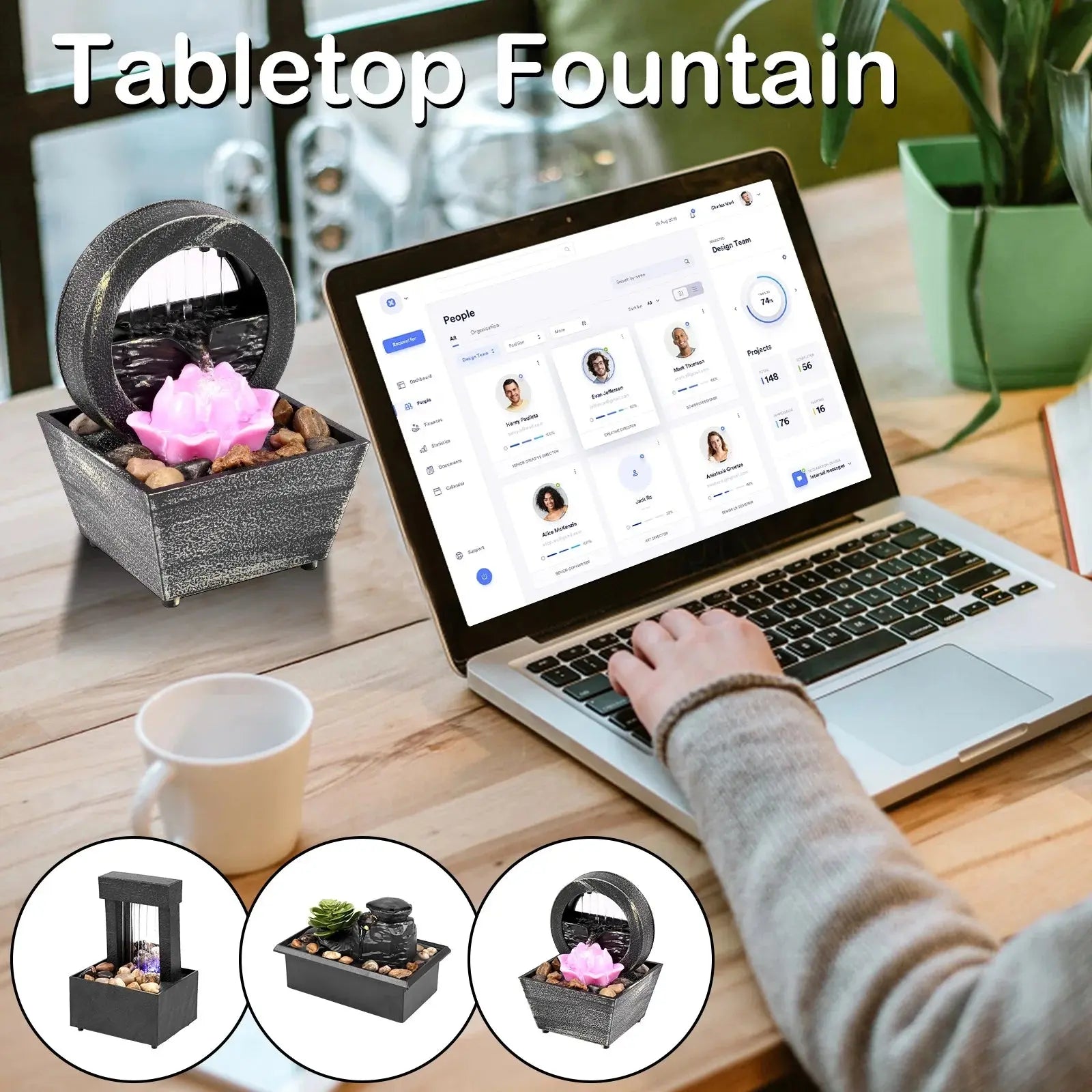 Serene Mini Tabletop Fountain for Indoor Bliss Battery/USB Powered - DynamicDrop Hub