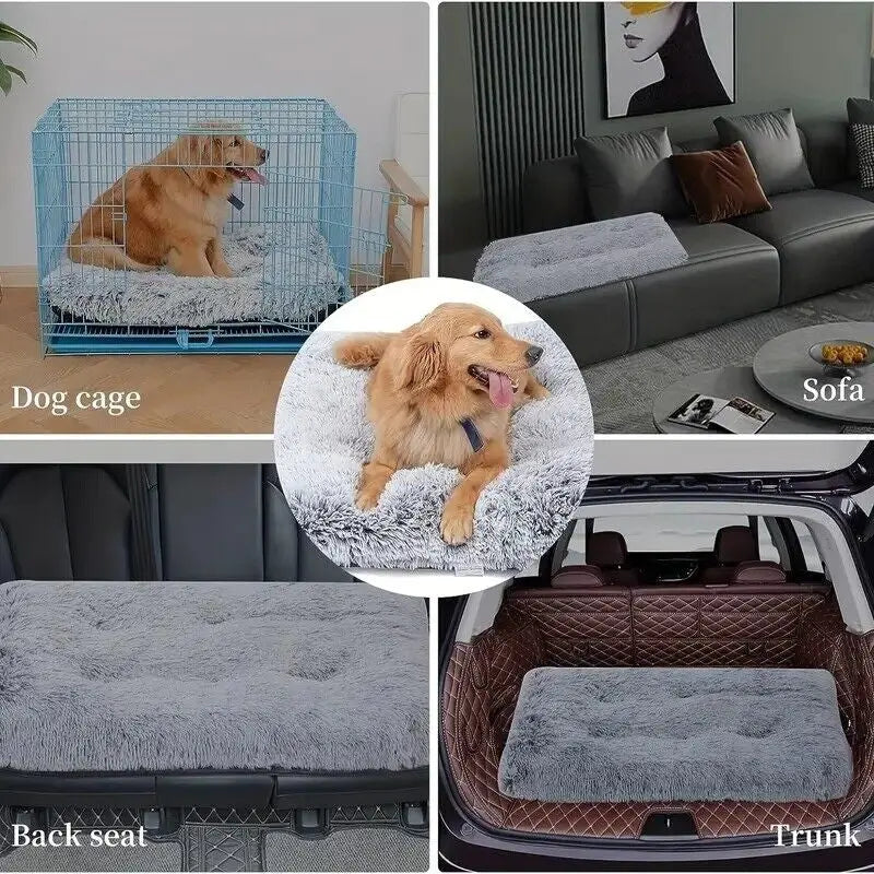 Warm Plush Dog Bed Mat Washable Calming Cushion for Pet Puppy for Large Dog Cat - DynamicDrop Hub