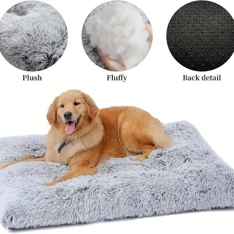 Warm Plush Dog Bed Mat Washable Calming Cushion for Pet Puppy for Large Dog Cat - DynamicDrop Hub