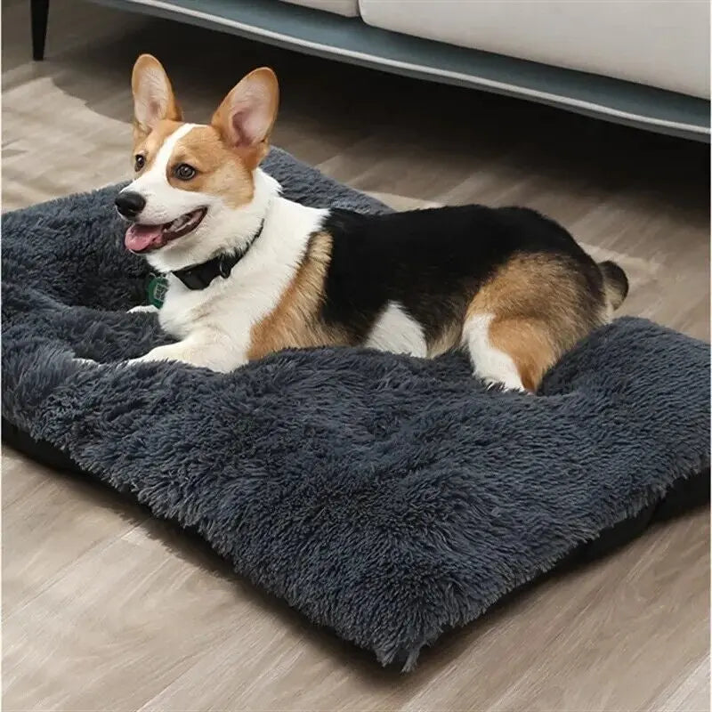 Warm Plush Dog Bed Mat Washable Calming Cushion for Pet Puppy for Large Dog Cat - DynamicDrop Hub