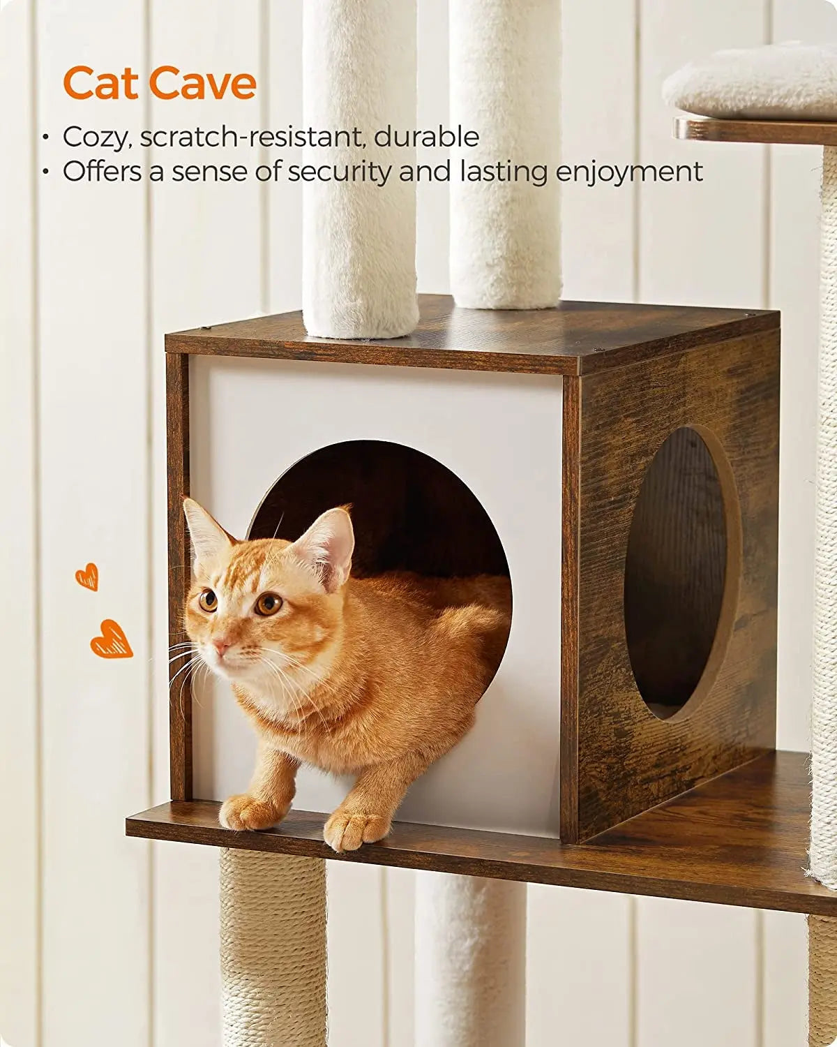 Woody Wonders 65-Inch Cat Tower - Stylish, Multi-Level Playground with Scratching Posts - DynamicDrop Hub