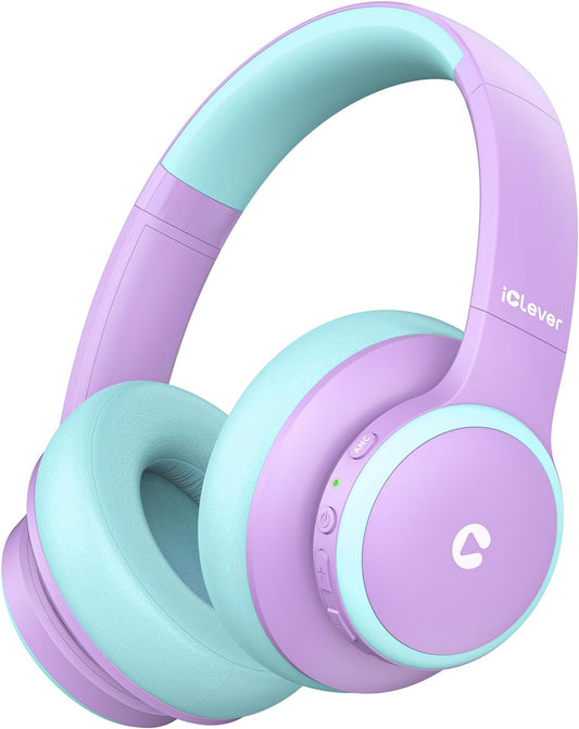 BTH26 Active Noise Cancelling Headphones for Kids, 60H Play Time, Type-C Fast Charging, 80Dba Safe Volume, Bluetooth5.4 Kids Headphones Wireless Aux Cord for Airplane Travel, Purple