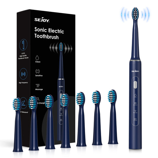 Rechargeable Electric Toothbrush with 3 Brushing Modes, Timer, and 7 Brush Heads – IPX7 Waterproof