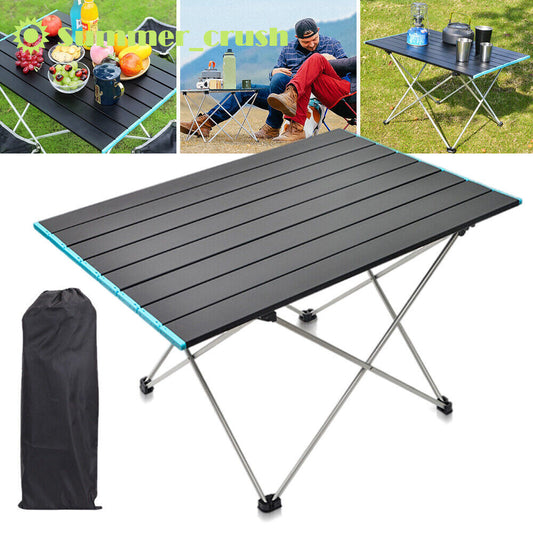 Folding Camping Table Light Weight Portable Aluminium Frame Outdoor Picnic Bag