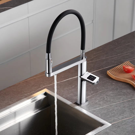 Luxury Gun Gray Kitchen Faucet – Intelligent Touch & Pull-Out Sprayer