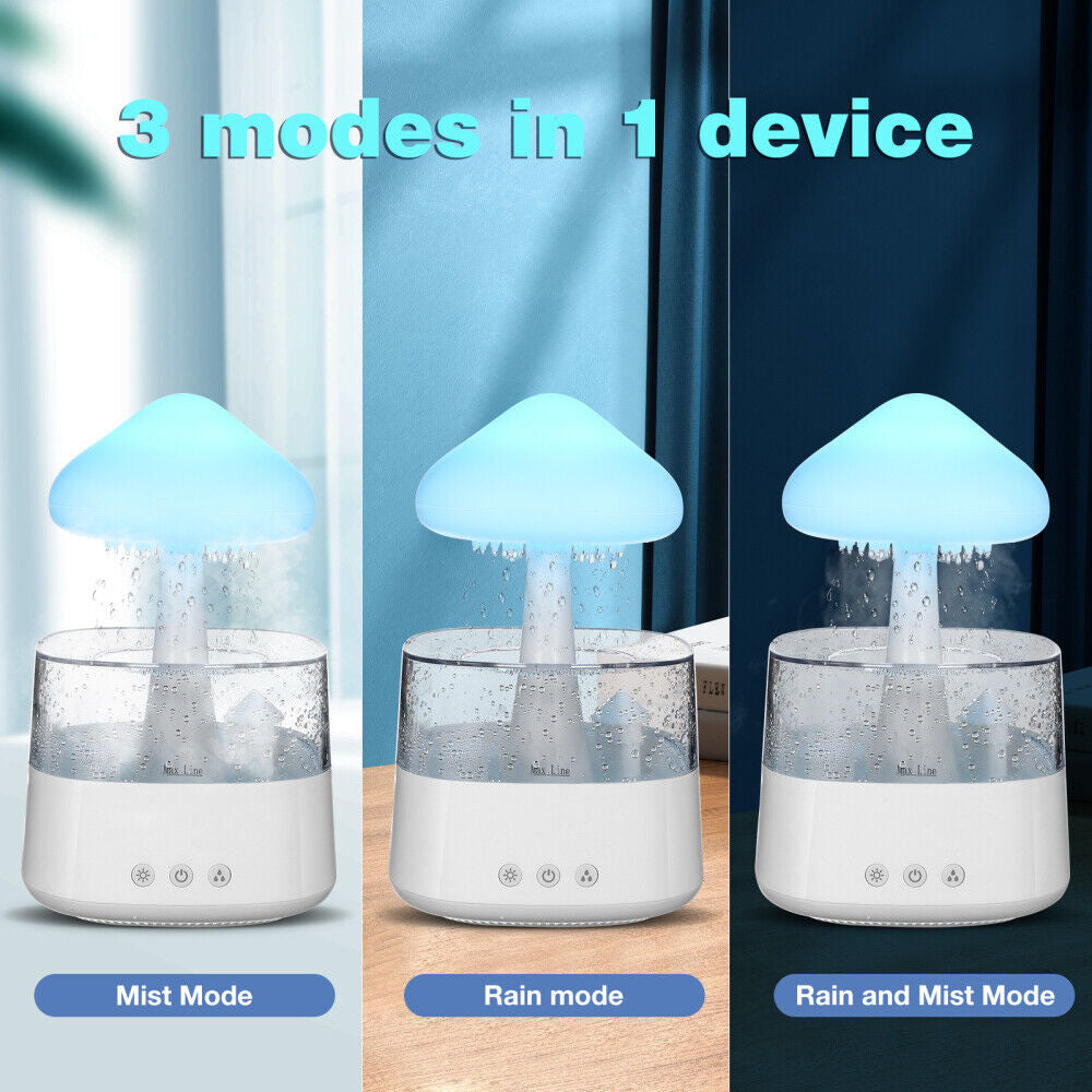 Rain Cloud Humidifier Rain Drop Sound Night Light Aromatherapy Oil Essential