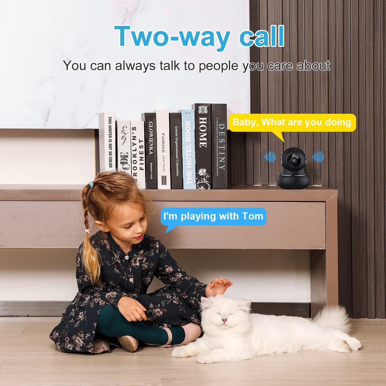 Camera, 2K Indoor Camera with 360° Auto Tracking, Pet Camera with Motion Detection, IR Night Vision, 2-Way Audio, Wifi Camera for Nanny/Baby Monitor, Wireless Camera Work with Alexa, 2 Pack