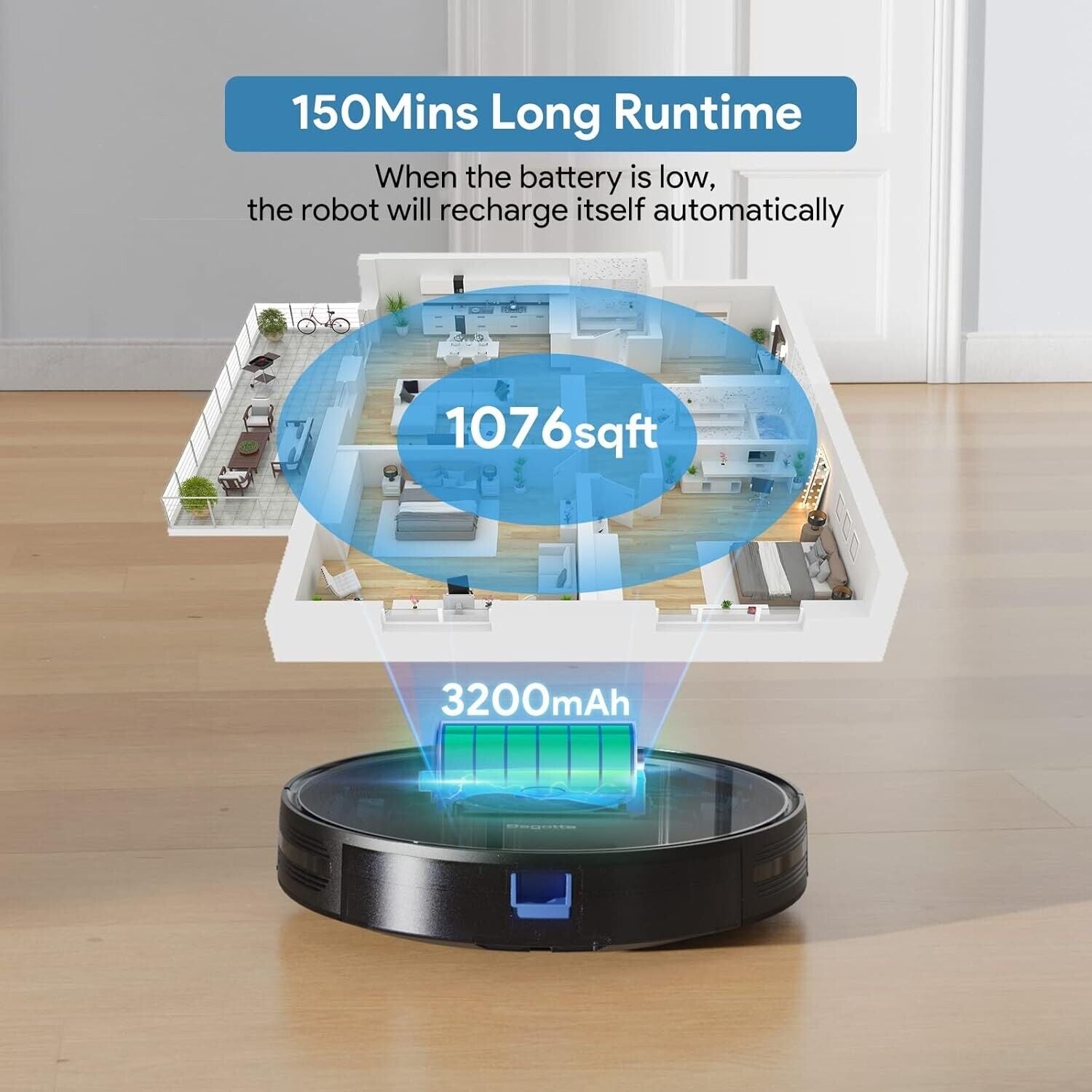 WiFi Smart Robot Vacuum with Mop – Powerful 3000Pa Suction, Alexa/App Compatible