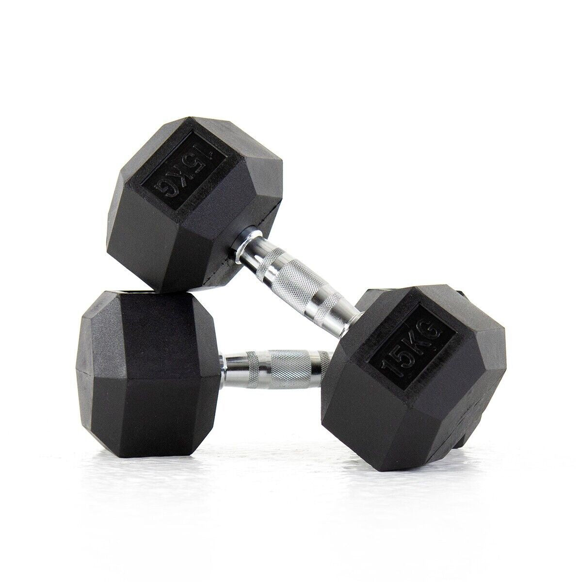 Hex Dumbbells Rubber Encased Cast Iron – Durable Home, Gym, & Office Weights - Domestic Delivery Only