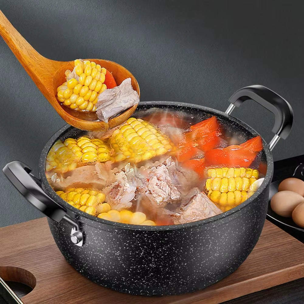 Maifan Stone Soup Pot with Lid | Non-Stick Universal Cookware for Gas & Induction Stoves