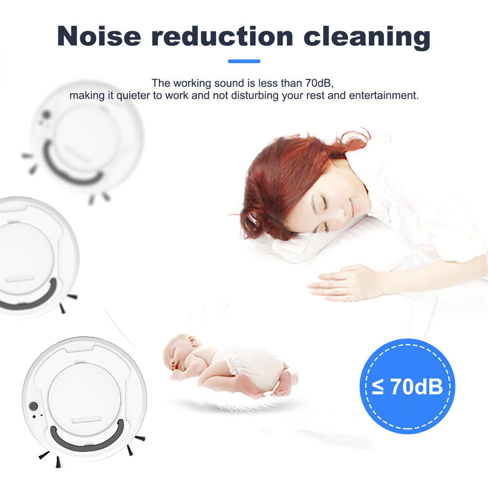 Smart 3-in-1 Robotic Vacuum Cleaner – Slim Design, USB Charging, 90-Min Runtime