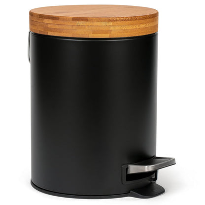 3L Designer Bathroom Bin | Superior Bamboo | Soft Closing | Anti-Finger | Taupe (Bright)