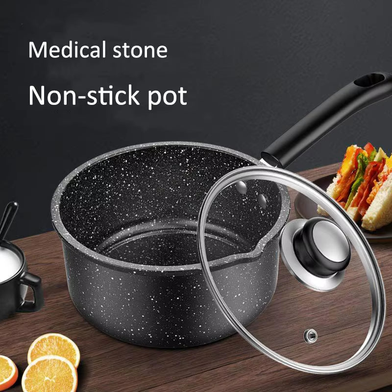 Non-Stick Medical Stone Soup Pot with Lid – Baby Food, Milk, and Multi-Purpose Kitchen Cooker