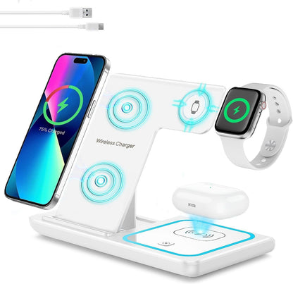 3-in-1 Fast Wireless Charging Station | Foldable Charger Dock for iPhone 16/15/14, Apple Watch & AirPods