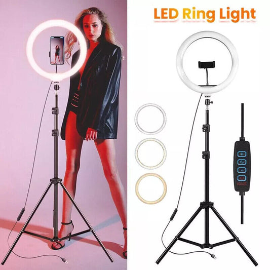 12Inch LED Selfie Live Makeup Ring Light with 1.7Meter Tripod Stand Phone Holder