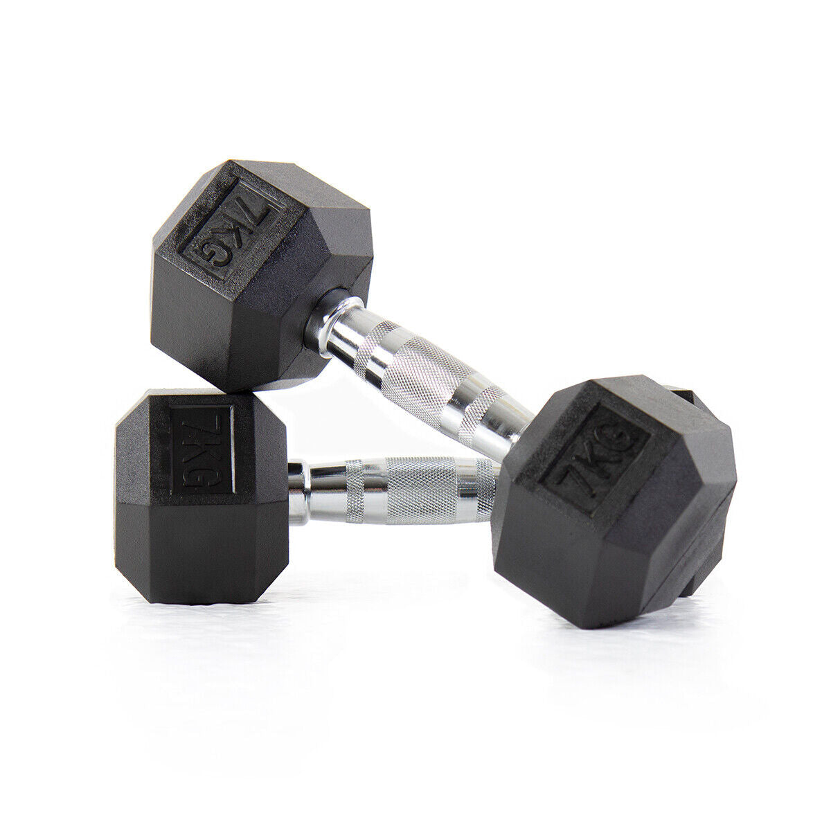 Hex Dumbbells Rubber Encased Cast Iron – Durable Home, Gym, & Office Weights - Domestic Delivery Only