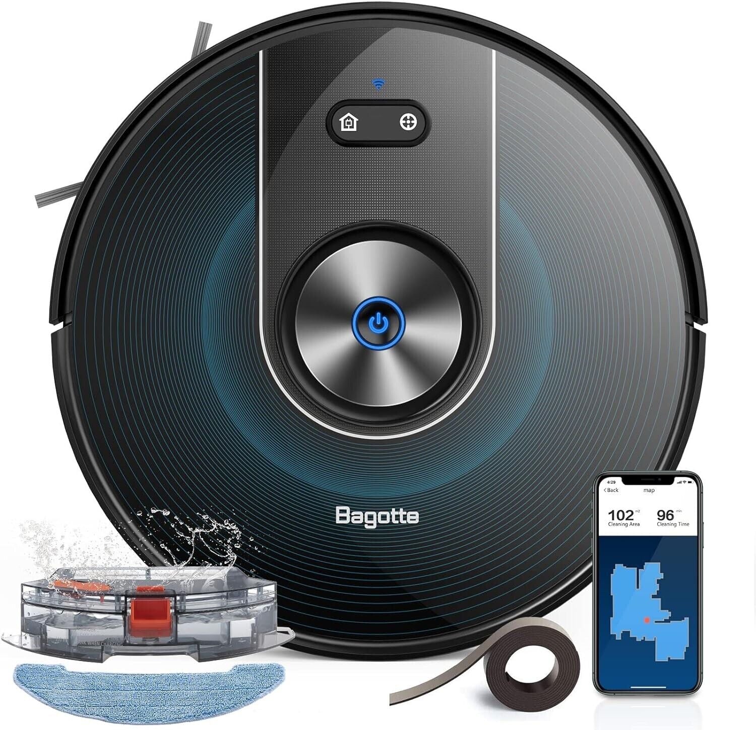 WiFi Smart Robot Vacuum with Mop – Powerful 3000Pa Suction, Alexa/App Compatible