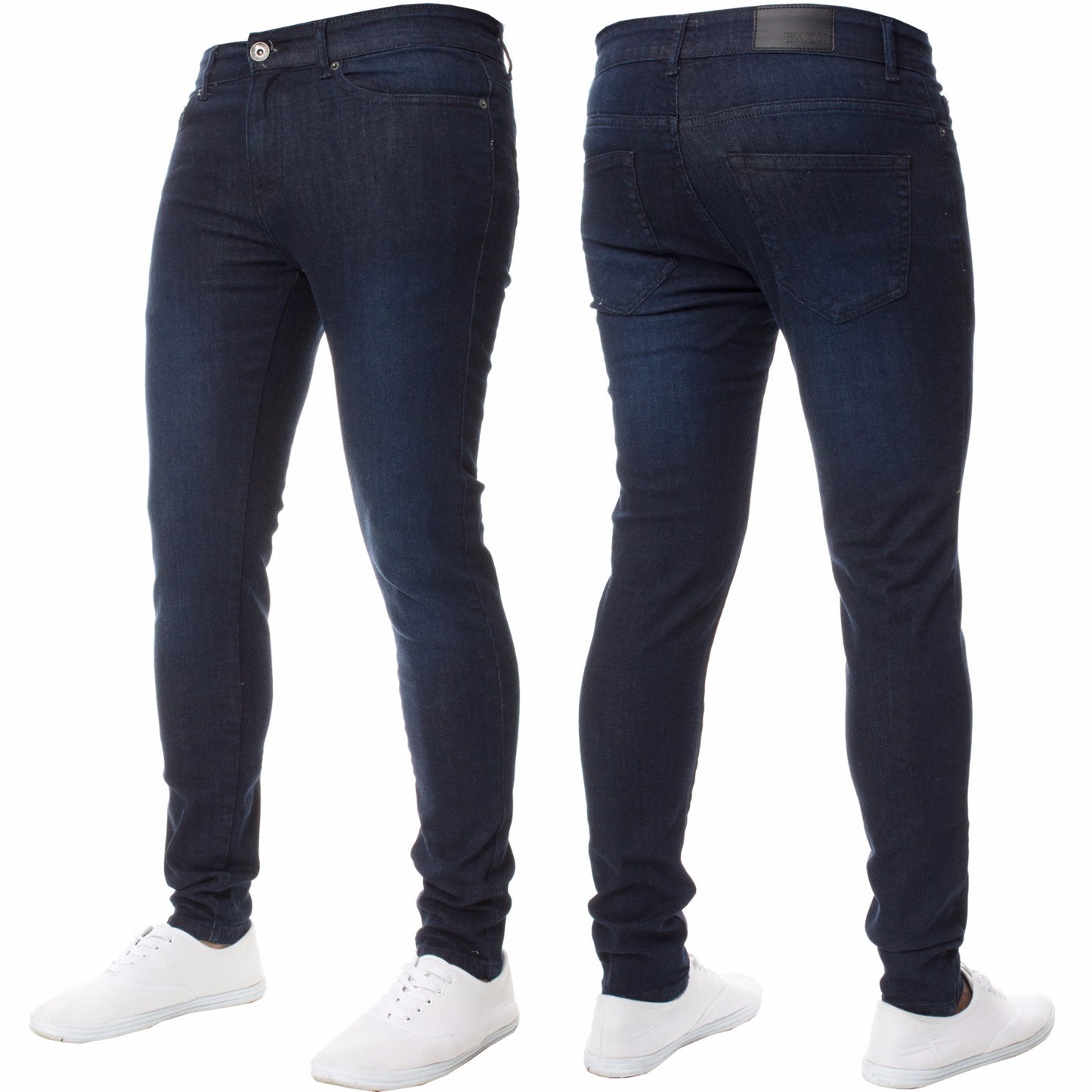Enzo Mens Skinny Jeans Slim Fit Super Stretch Flex Denim Trouser Pants All Waist