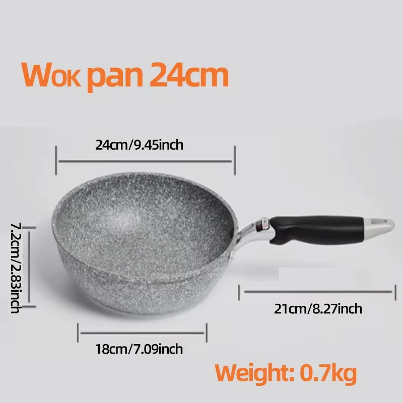 Durable Stone Non-Stick Frying Pan Set | 28cm, 26cm, 24cm, 20cm | Wok, Skillet, and Pancake Pans for Induction and Gas Stoves