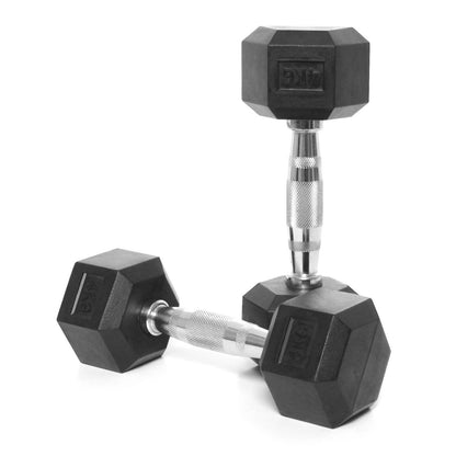 Hex Dumbbells Rubber Encased Cast Iron – Durable Home, Gym, & Office Weights - Domestic Delivery Only