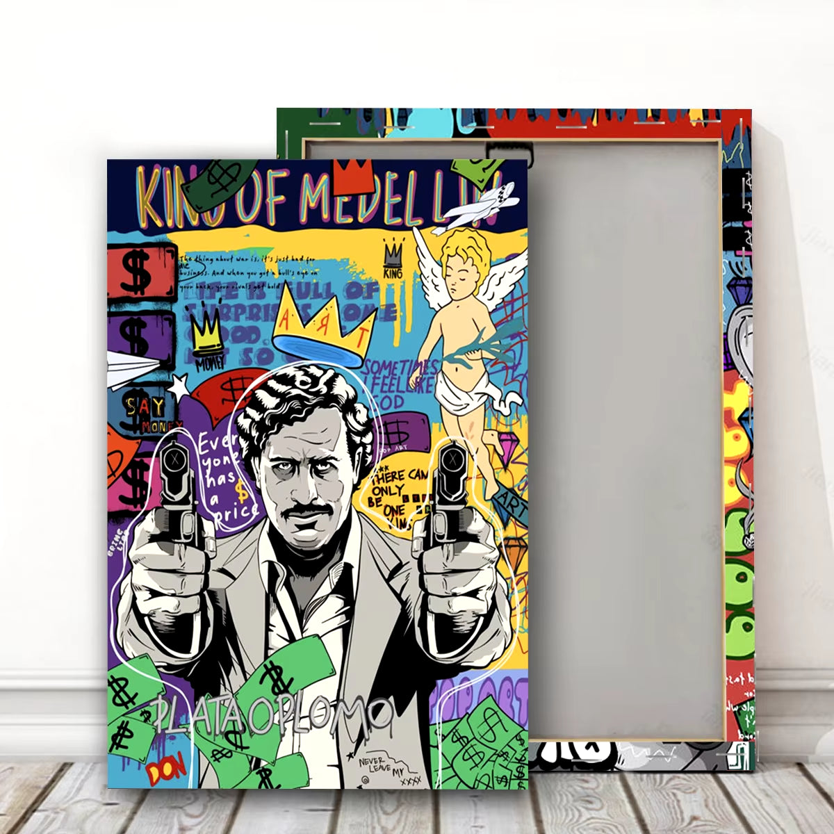 Abstract Graffiti Banksy Pop Art Poster - Framed Canvas Painting for Nordic Living Room Wall Decor