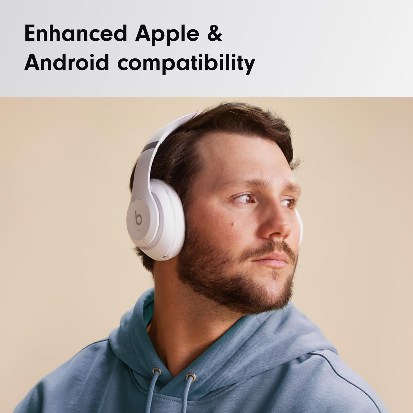 Studio Pro –Bluetooth Noise Cancelling Headphones – Personalised Spatial Audio, Apple & Android Compatibility, up to 40 Hours of Battery Life - Matt White