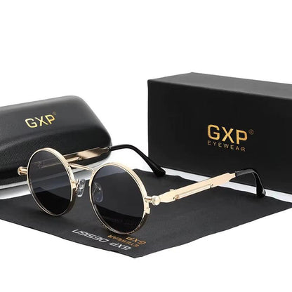 GXP Gothic Steampunk Polarized Sunglasses – High-Quality UV400 Round Metal Frame Eyewear for Men & Women