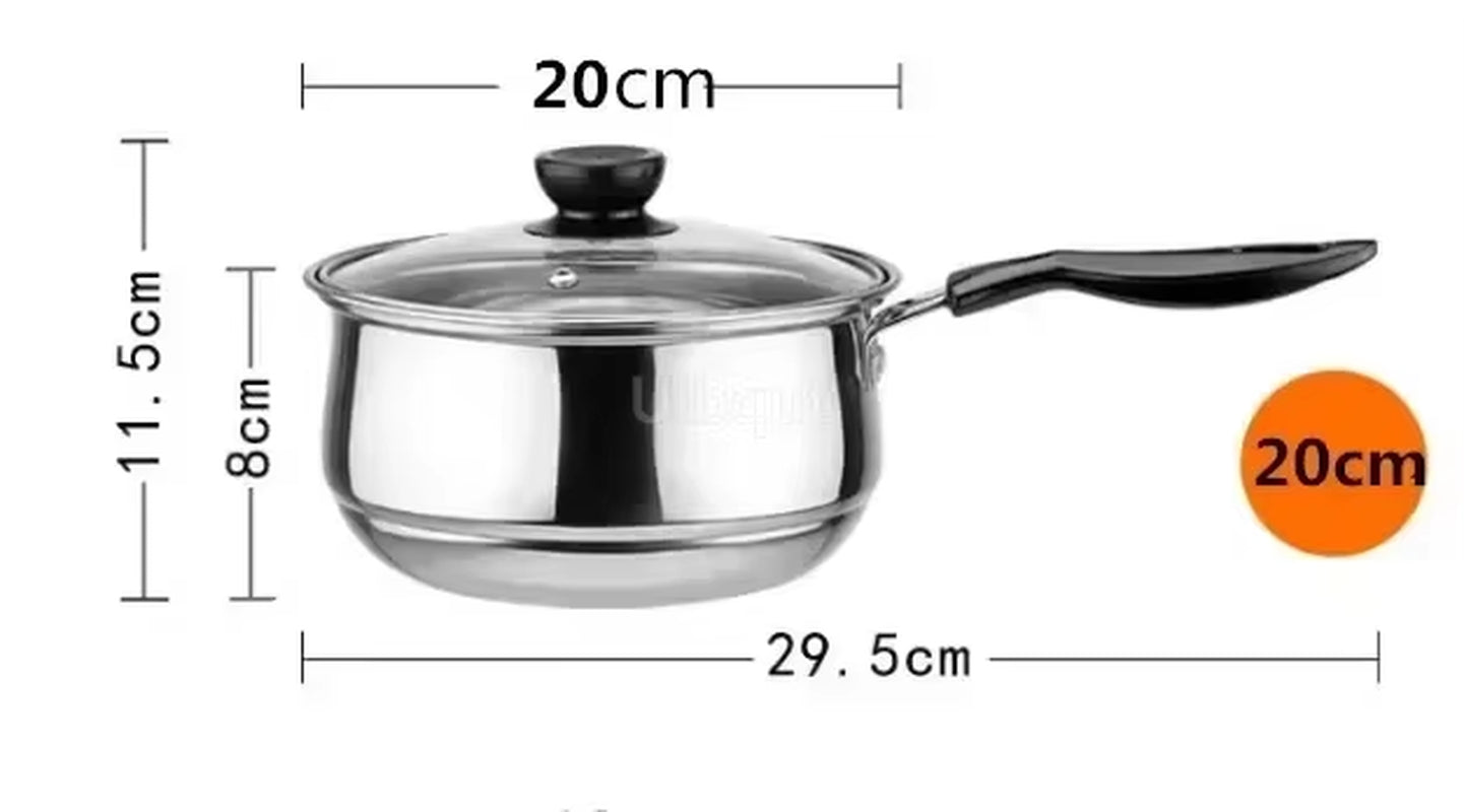 Stainless Steel Double Bottom Soup Pot | Non-Magnetic Multi-Purpose Non-Stick Pot for Gas Cooking