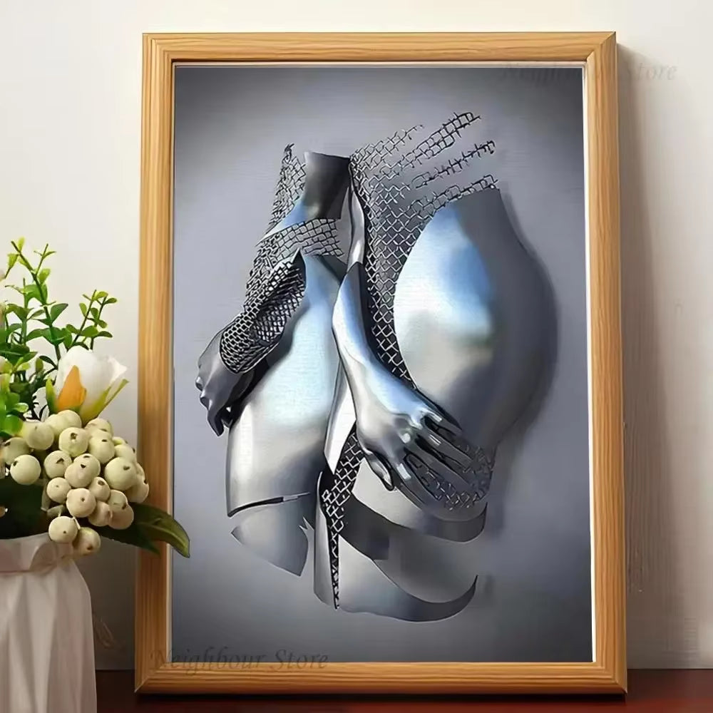 Romantic Abstract Metal Figure Statue - Art Wall Decor for Game Room, Kawaii HD Poster - No Frame