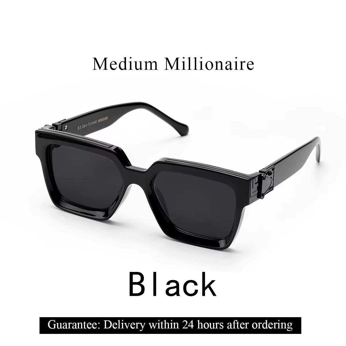 Ruiao Retro Black Millionaire Shades Luxury Sunglasses 2024 Designer Square Sunglasses for Men and Women