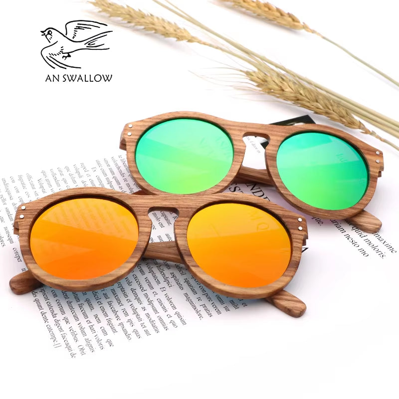 Zebra Wood Sun Glasses Women round Wooden Sunglasses Men Polarized Lenses Driving UV400 Gafas De Sol